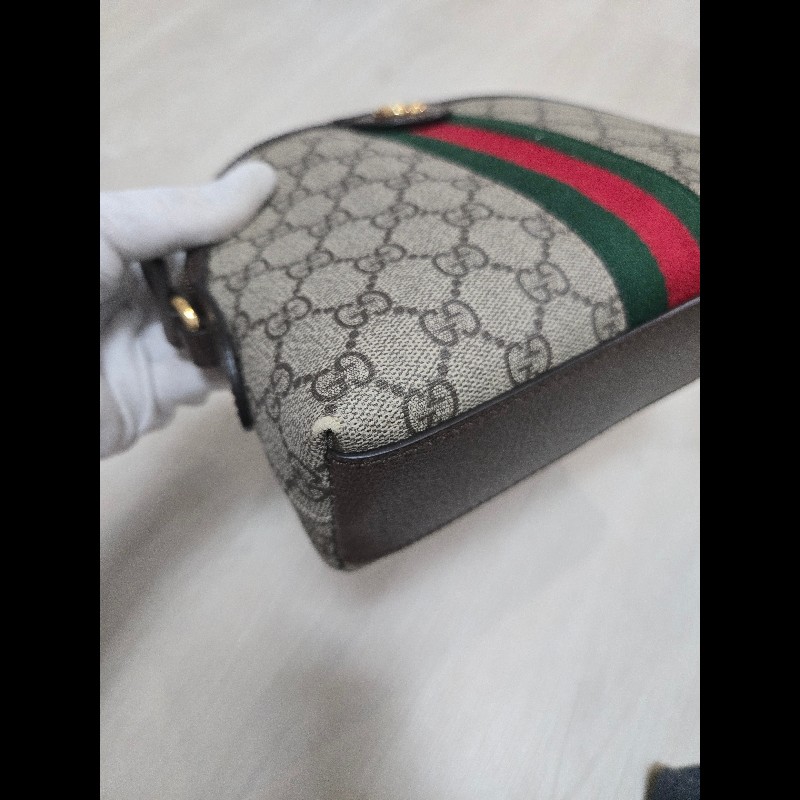 GUCCI 經典Ophidia GG Logo綠紅綠織帶 肩背包 貝殼包-14