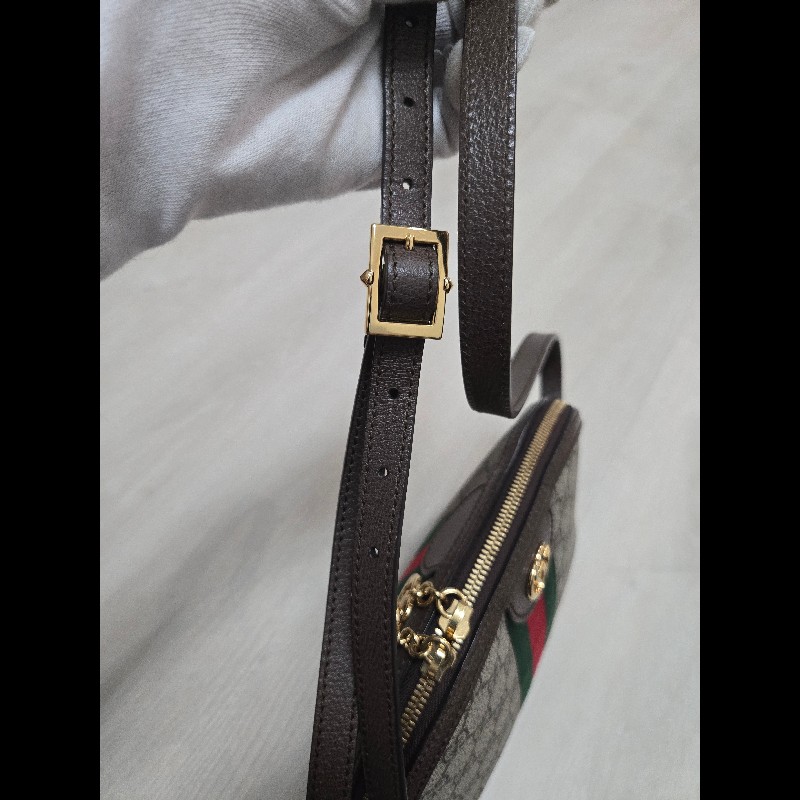GUCCI 經典Ophidia GG Logo綠紅綠織帶 肩背包 貝殼包-17