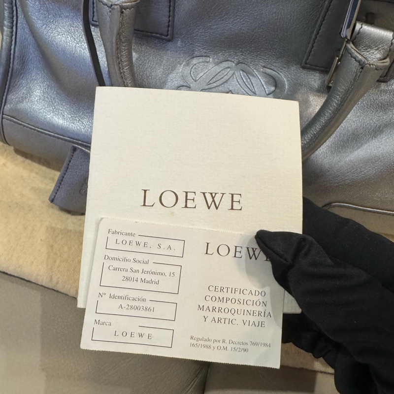 Loewe 羅意威 銀色醫生包/Vintage手提包/95新美品-8