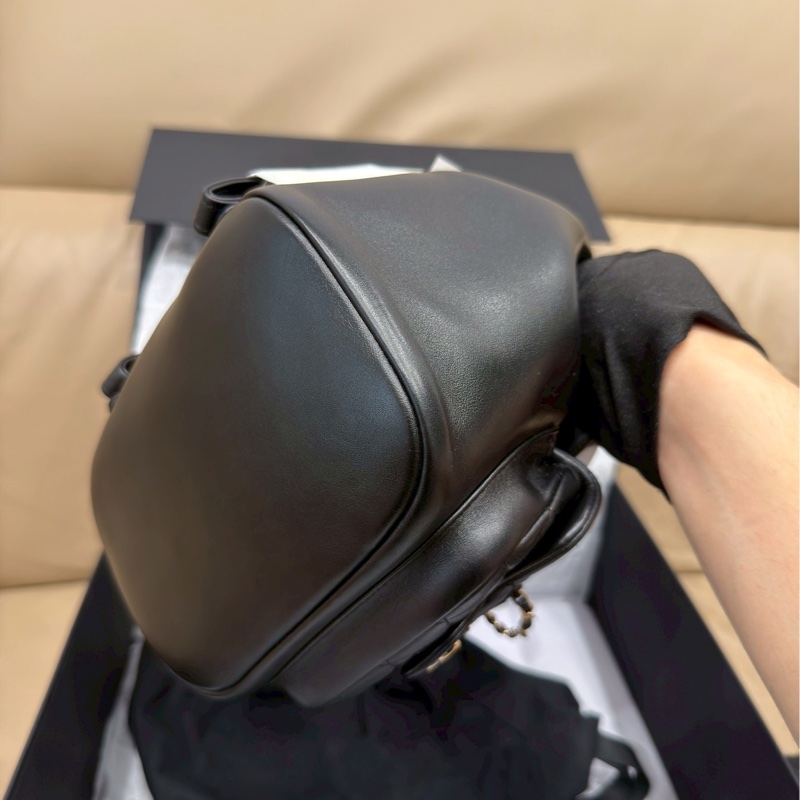 99🆕全配🈶購證😍絕美斷貨款❤️‍🔥Chanel香奈兒黑金小號duma鏈條後背包小書包雙肩包-13