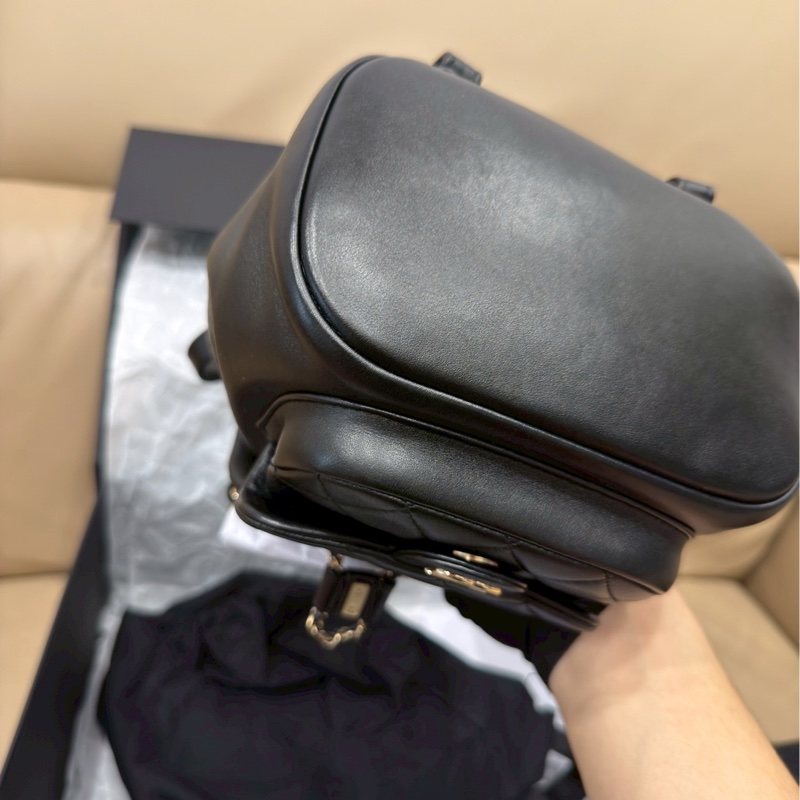 99🆕全配🈶購證😍絕美斷貨款❤️‍🔥Chanel香奈兒黑金小號duma鏈條後背包小書包雙肩包-16
