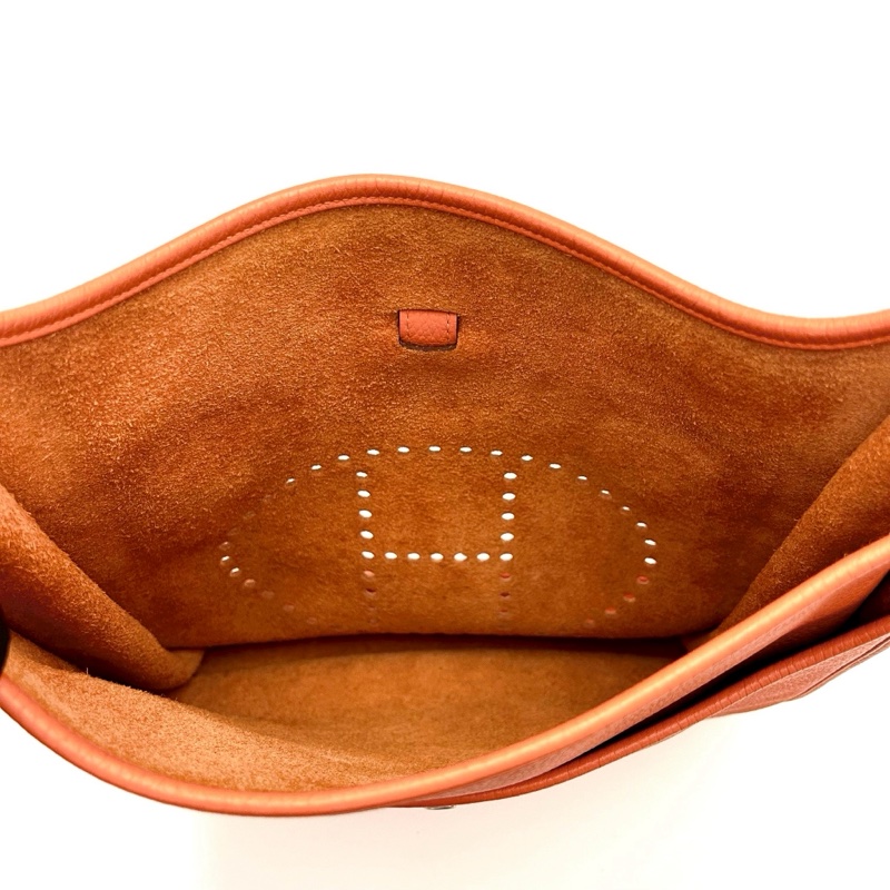 日常實用款💯Hermes愛馬仕火焰橙銀扣evelyne伊芙琳29單肩斜挎包-9