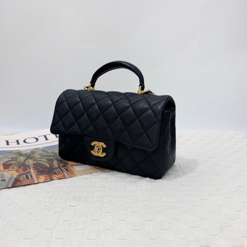 Chanel coco20 黑荔枝牛皮金扣-2