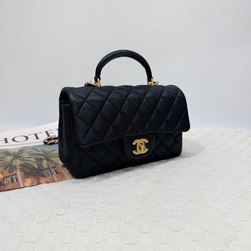 Chanel coco20 黑荔枝牛皮金扣-3