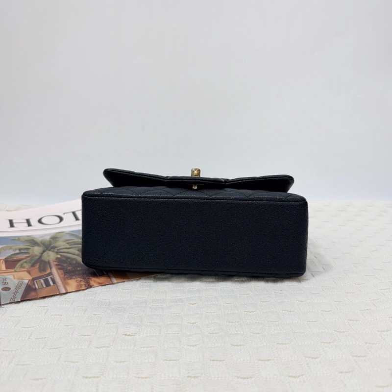 Chanel coco20 黑荔枝牛皮金扣-4