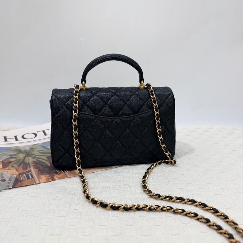 Chanel coco20 黑荔枝牛皮金扣-5