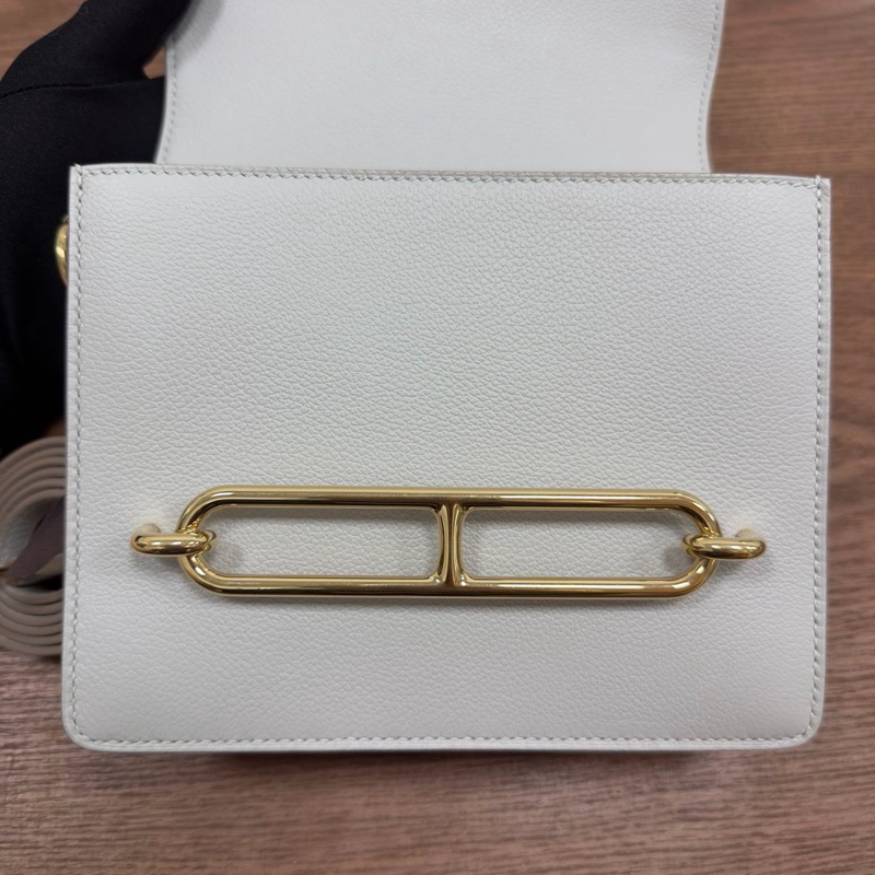 🌈Hermes🧡Mini Roulis🧡珍珠灰金扣🌈有單🧡99新🌟Evercolor皮🌟miniroulis🌟roulis19🌟愛馬仕🌟-1