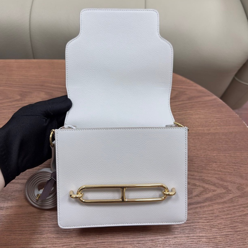 🌈Hermes🧡Mini Roulis🧡珍珠灰金扣🌈有單🧡99新🌟Evercolor皮🌟miniroulis🌟roulis19🌟愛馬仕🌟-2