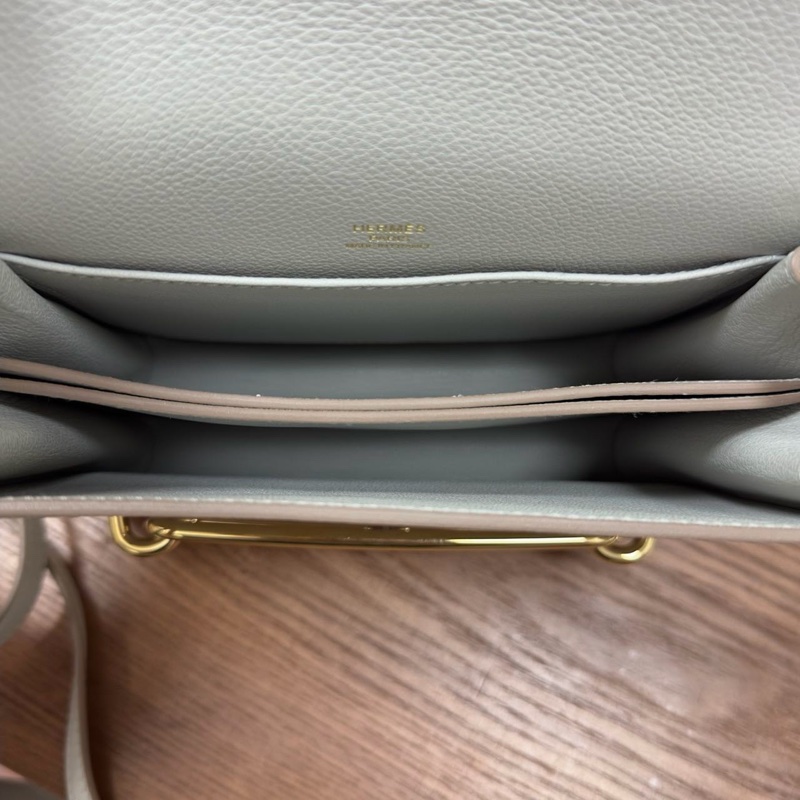 🌈Hermes🧡Mini Roulis🧡珍珠灰金扣🌈有單🧡99新🌟Evercolor皮🌟miniroulis🌟roulis19🌟愛馬仕🌟-8