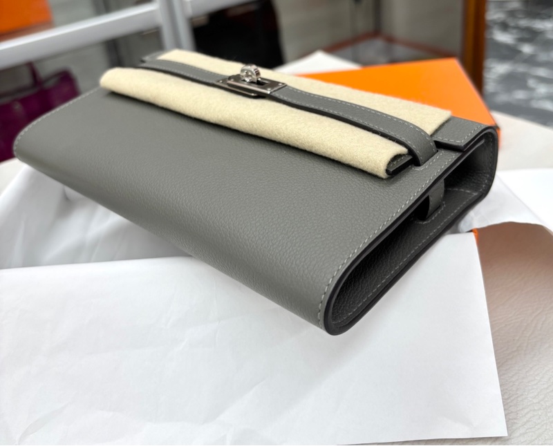 🌈Hermes🧡Kelly to go🧡OL積雨雲灰銀扣🌈全新閑置🌈Evercolor皮🌟Stamp W🌟有盒🧡kellytogo🌟kelly🌟wallet🌟愛馬仕🌟-2