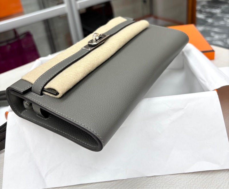 🌈Hermes🧡Kelly to go🧡OL積雨雲灰銀扣🌈全新閑置🌈Evercolor皮🌟Stamp W🌟有盒🧡kellytogo🌟kelly🌟wallet🌟愛馬仕🌟-3