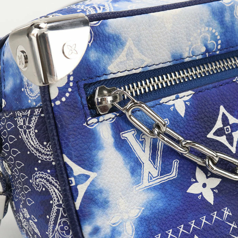 路易威登 (LOUIS VUITTON) 男士斜挎單肩包 M20557 迷你軟箱 Monogram Bandana 藍色-5