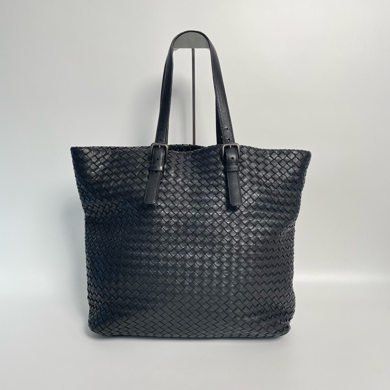 BV/葆蝶家 黑色羊皮Cabat編織托特包 手提單肩包 尺寸：33*12*33-0