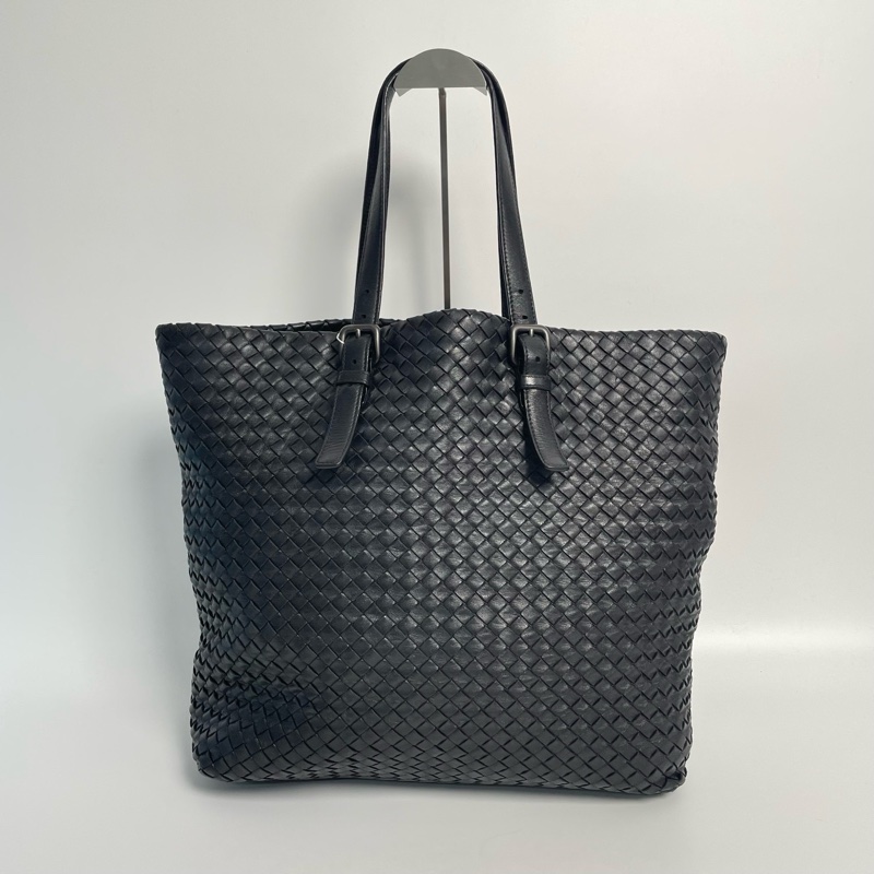 BV/葆蝶家 黑色羊皮Cabat編織托特包 手提單肩包 尺寸：33*12*33-1