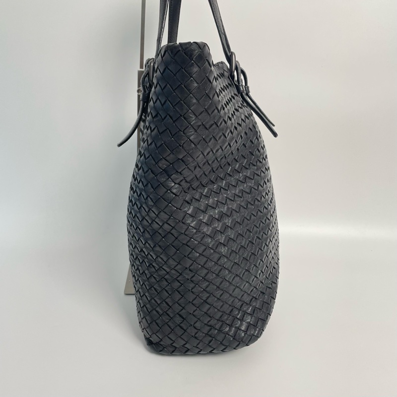 BV/葆蝶家 黑色羊皮Cabat編織托特包 手提單肩包 尺寸：33*12*33-3