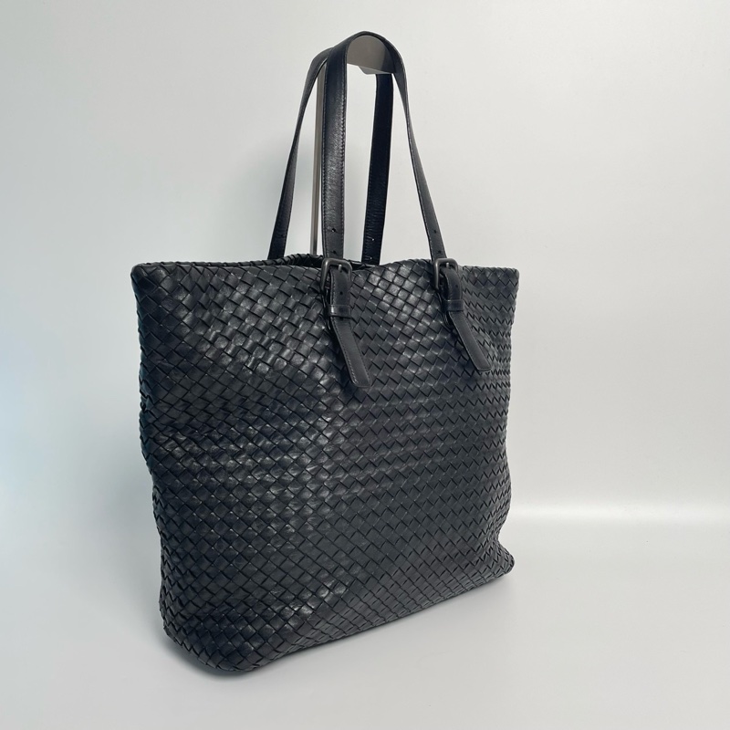 BV/葆蝶家 黑色羊皮Cabat編織托特包 手提單肩包 尺寸：33*12*33-4