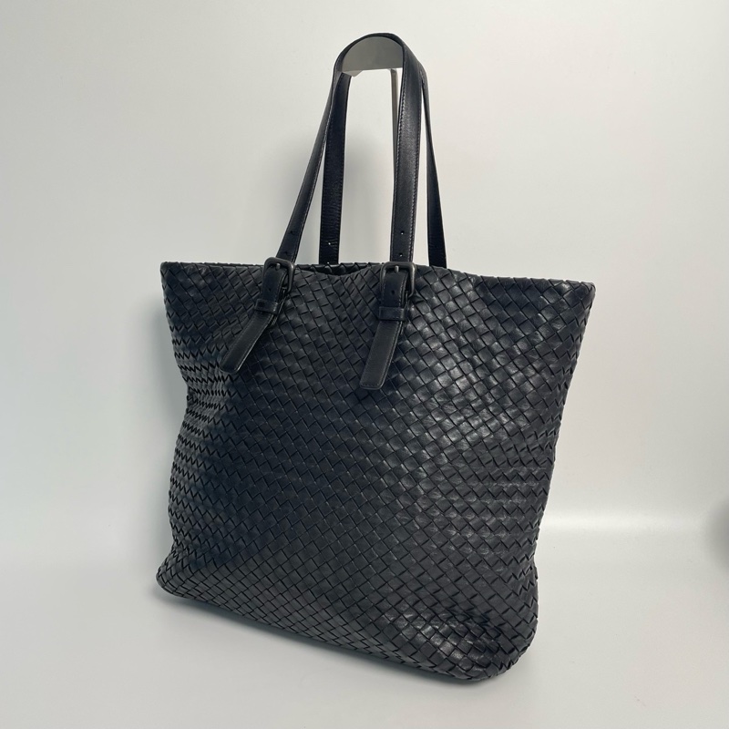 BV/葆蝶家 黑色羊皮Cabat編織托特包 手提單肩包 尺寸：33*12*33-5