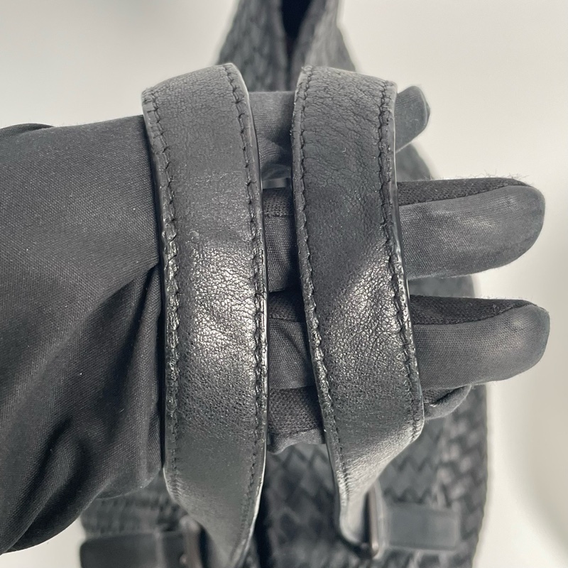 BV/葆蝶家 黑色羊皮Cabat編織托特包 手提單肩包 尺寸：33*12*33-8