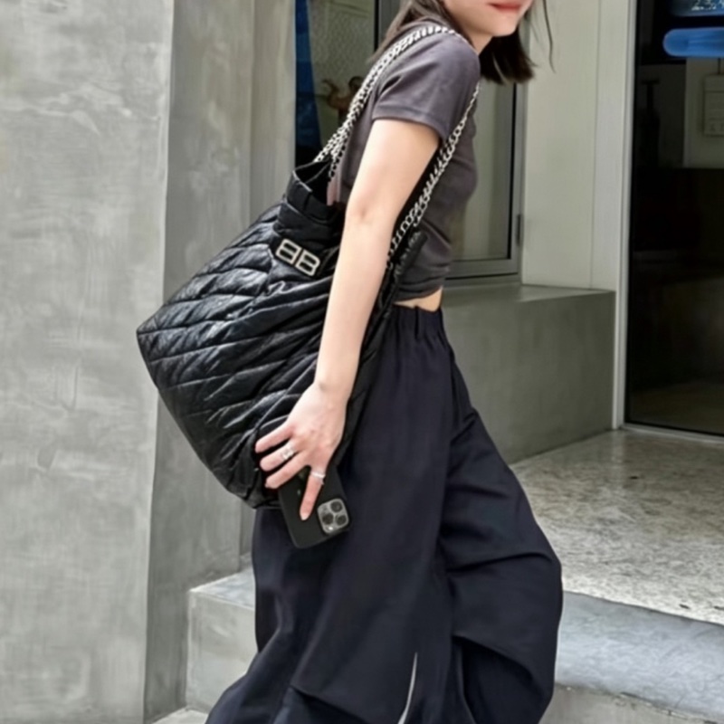 Balenciaga 巴黎世家 Crush 黑銀垃圾袋包中號🕵🏻‍♀️-7