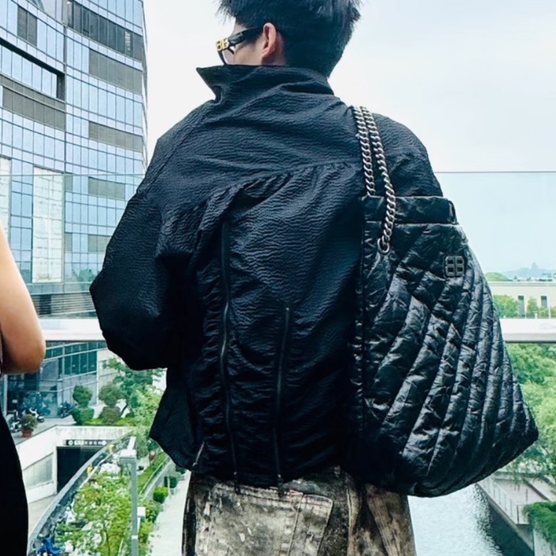 Balenciaga 巴黎世家 Crush 黑銀垃圾袋包中號🕵🏻‍♀️-25