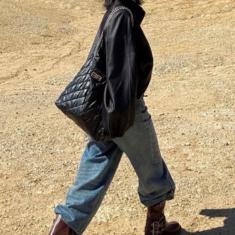 Balenciaga 巴黎世家 Crush 黑銀垃圾袋包中號🕵🏻‍♀️-26