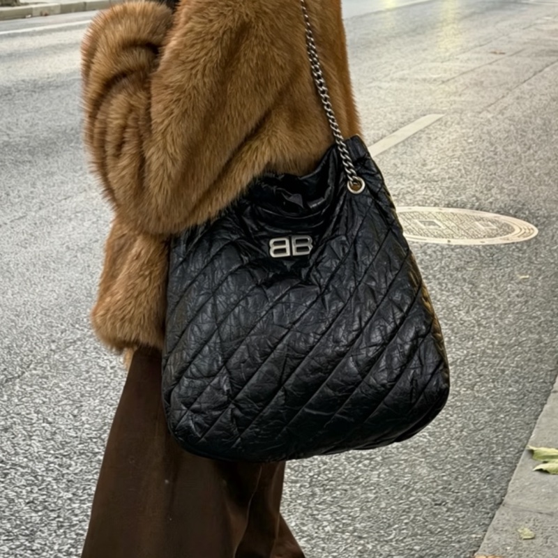 Balenciaga 巴黎世家 Crush 黑銀垃圾袋包中號🕵🏻‍♀️-32