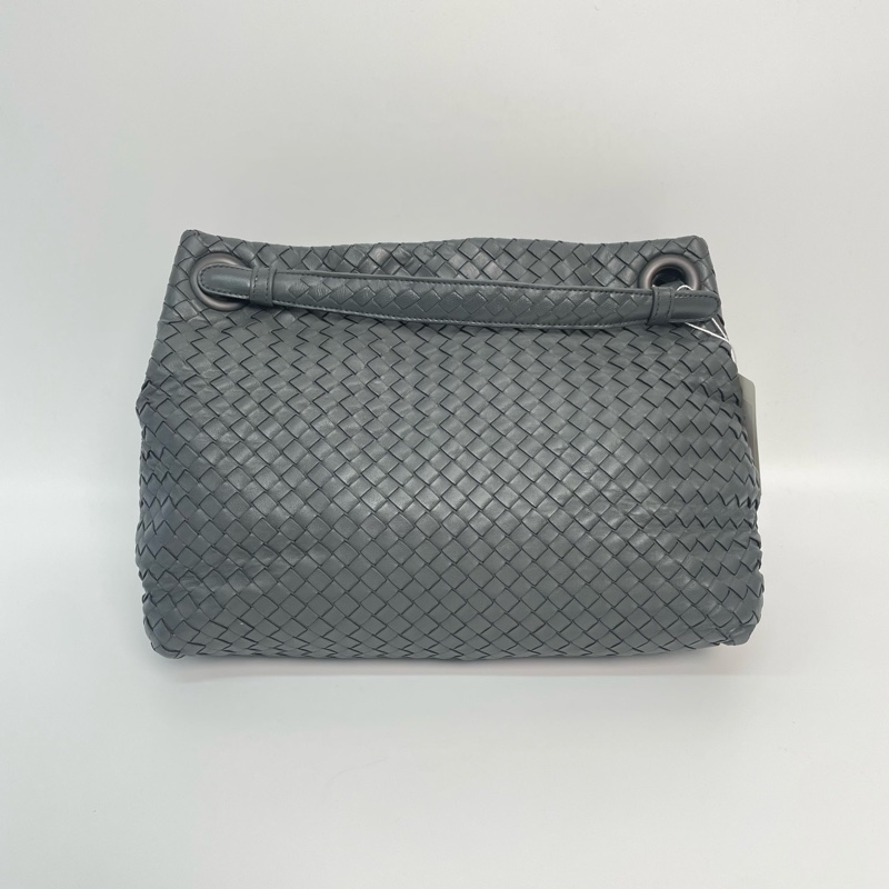 BV/葆蝶家 灰色編織雙橋單肩包 手提包 底長32cm-1