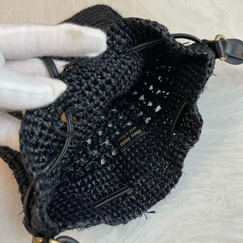 miumiu草編包迷你黑色 23×20cm  95新 配件塵袋-3