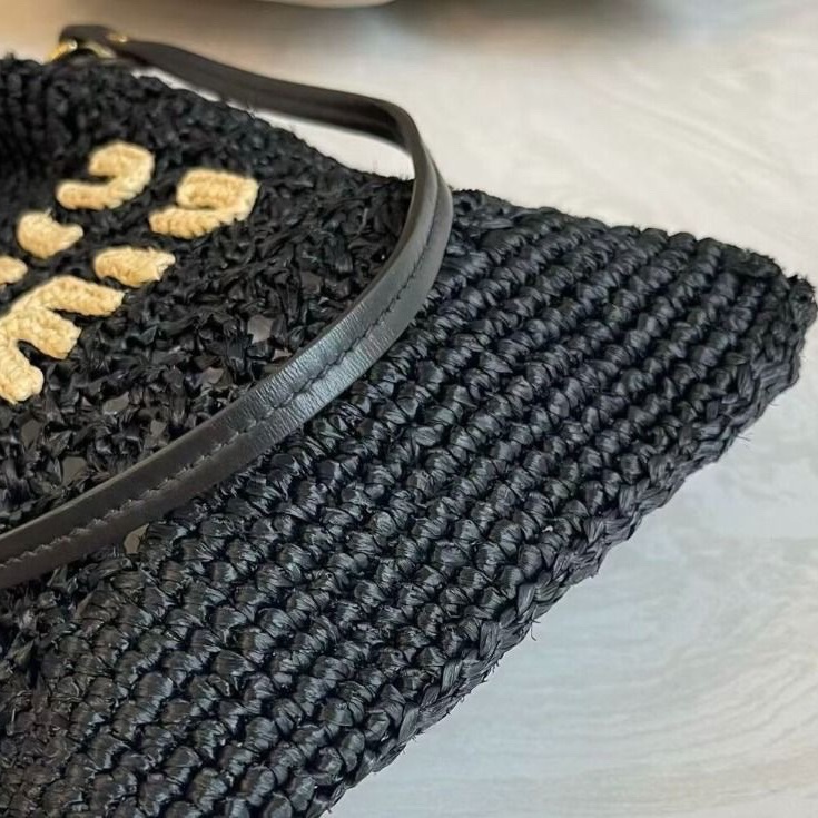 miumiu草編包迷你黑色 23×20cm  95新 配件塵袋-5