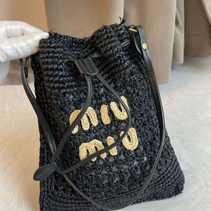 miumiu草編包迷你黑色 23×20cm  95新 配件塵袋-6