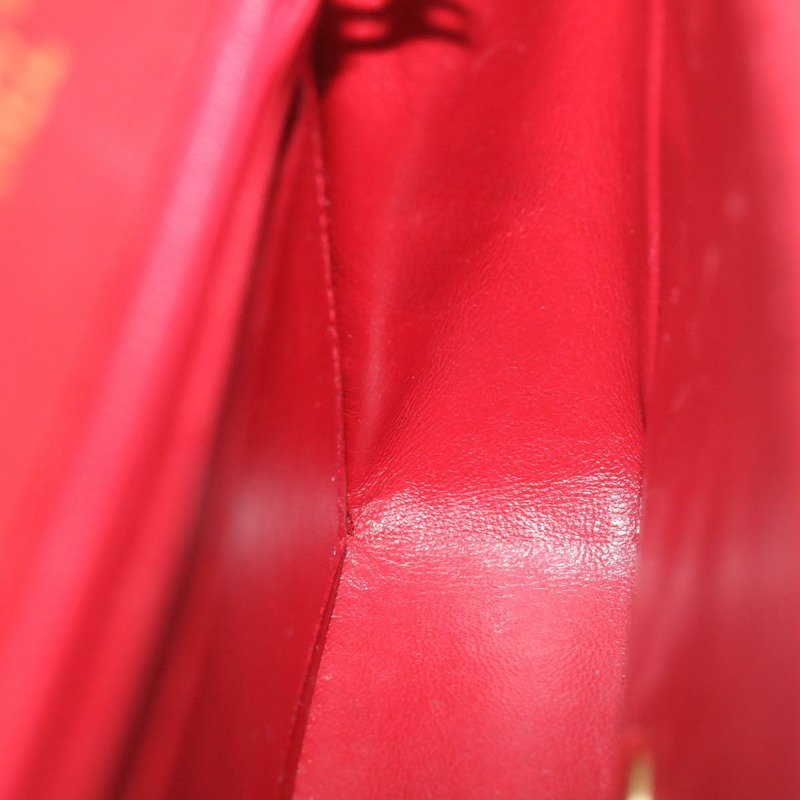 【日本直送】香奈兒迷你絎縫鏈條翻蓋手提包，羊皮材質，紅色金色雙C標誌，正品編號hs688M-19