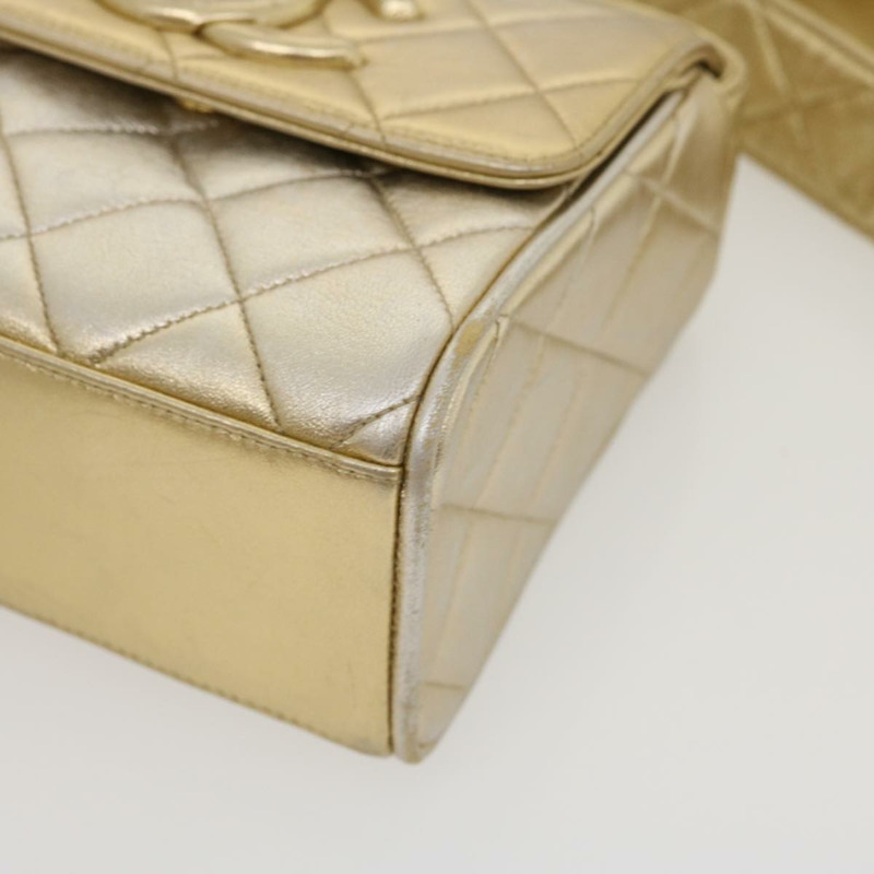 【日本直送】香奈兒 (CHANEL) Matelasse 羊皮單肩包，金色雙C標誌，正品編號 29567SAV-7