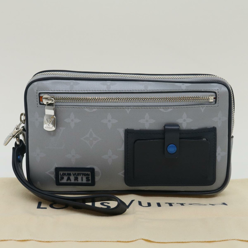 【日本直送】路易威登 Monogram Satellite Alpha 手拿包 銀色 M44171 LV 正品 29977SAV-11