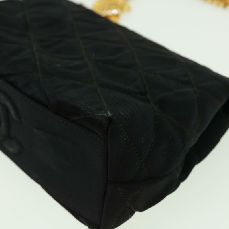 【日本直送】香奈兒 (CHANEL) 菱格紋鏈條單肩包 黑色 CC 標誌 Auth 32695SAV-16