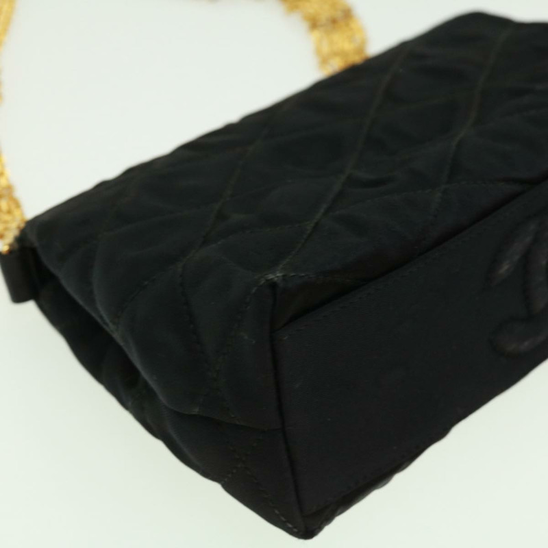 【日本直送】香奈兒 (CHANEL) 菱格紋鏈條單肩包 黑色 CC 標誌 Auth 32695SAV-17