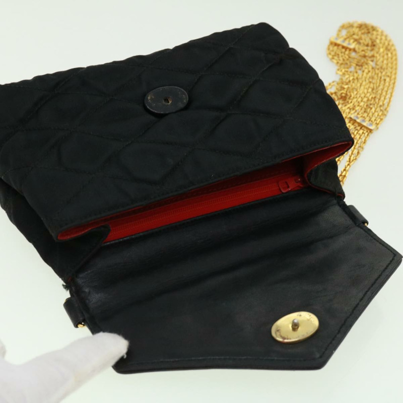 【日本直送】香奈兒 (CHANEL) 菱格紋鏈條單肩包 黑色 CC 標誌 Auth 32695SAV-19