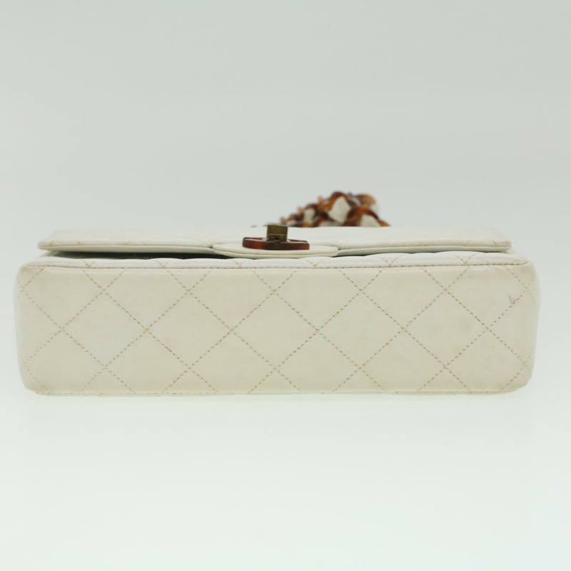 【日本直送】香奈兒 Matelasse 23 旋轉鎖扣單肩包，羊皮材質，棕色/白色，CC 標誌，正品編號 32160SAV-4