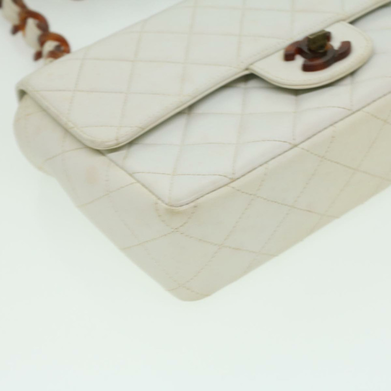 【日本直送】香奈兒 Matelasse 23 旋轉鎖扣單肩包，羊皮材質，棕色/白色，CC 標誌，正品編號 32160SAV-14