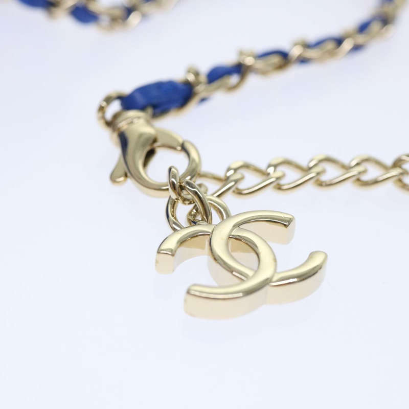 【日本直送】香奈兒鏈單背包 拉菲草編織 藍色 米色 CC 標誌 正品 51139SV-7