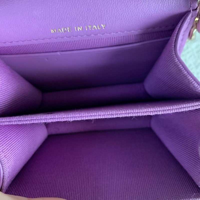 Chanel coco琺瑯鏈條mini woc鏈條包 糖果紫 淡金扣 羊皮 10*9*5 9新 配件塵袋保卡-7