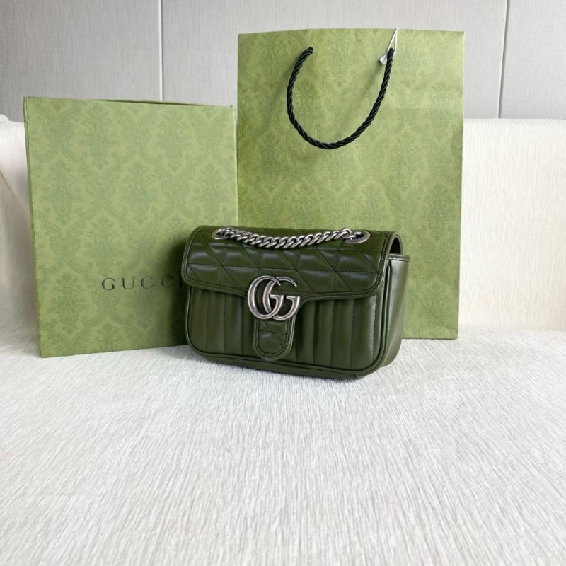 Gucci Marmont馬蒙22 牛皮 橄欖綠 銀扣 22*13*5 95新 配件塵袋 盒子-3