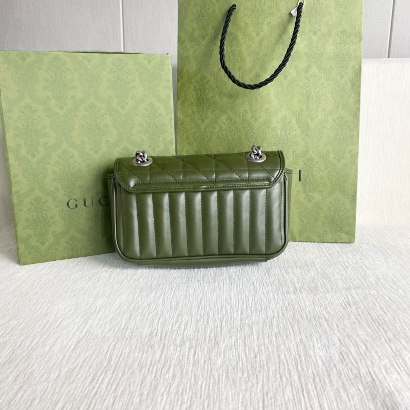 Gucci Marmont馬蒙22 牛皮 橄欖綠 銀扣 22*13*5 95新 配件塵袋 盒子-5