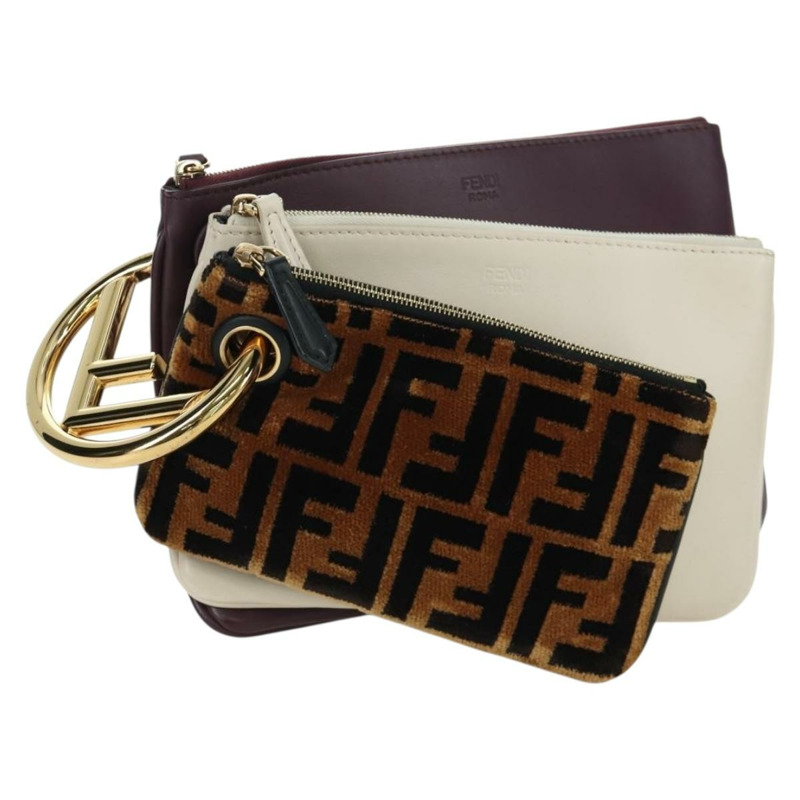 【日本直送】FENDI Triplet Clutch Bag Leather Multicolor Auth mr2004V-0