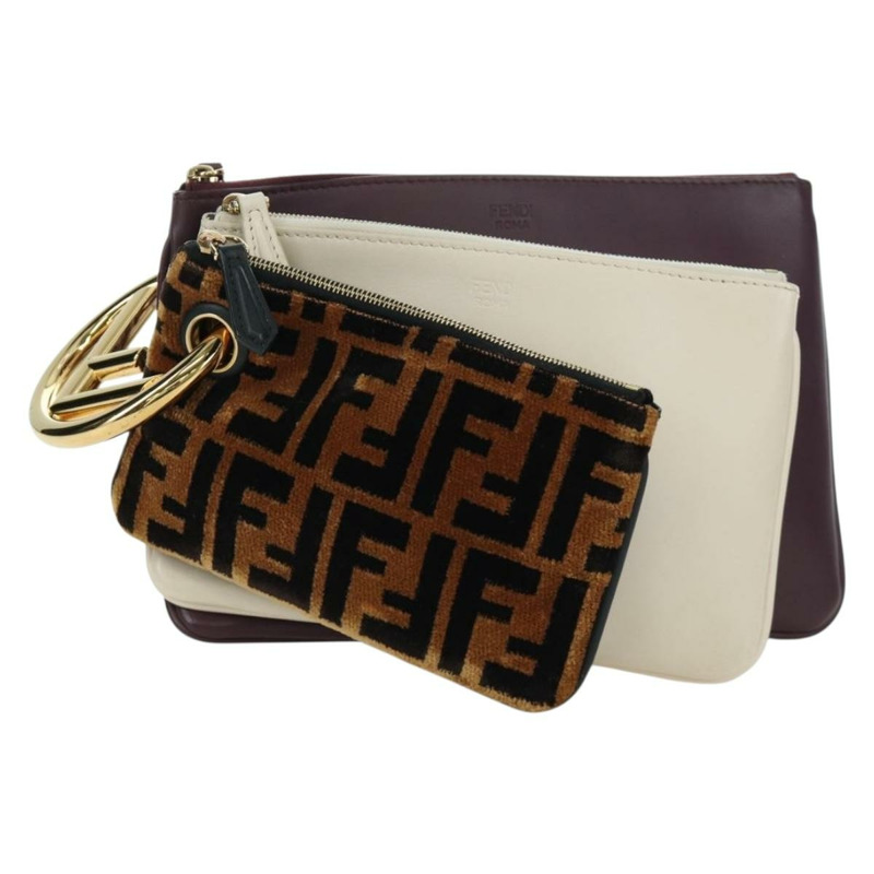 【日本直送】FENDI Triplet Clutch Bag Leather Multicolor Auth mr2004V-1