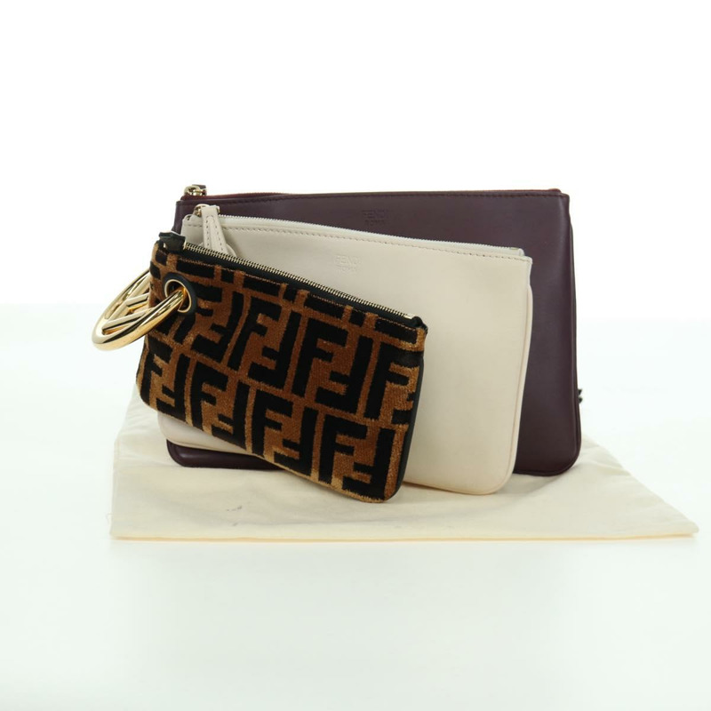 【日本直送】FENDI Triplet Clutch Bag Leather Multicolor Auth mr2004V-19