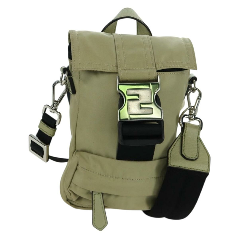 【日本直送】FENDI Fendines 肩背包 尼龍 綠色 銀色 Auth mr2067V-0