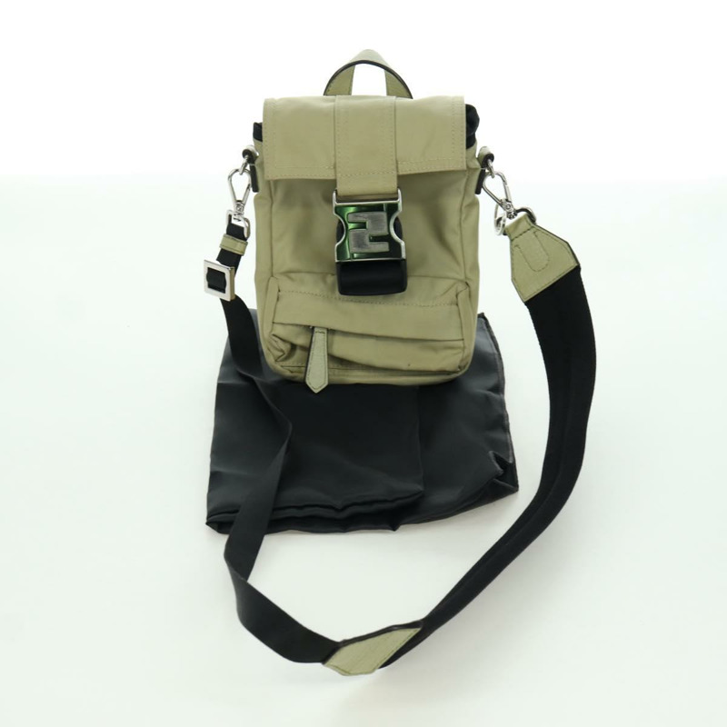 【日本直送】FENDI Fendines 肩背包 尼龍 綠色 銀色 Auth mr2067V-11