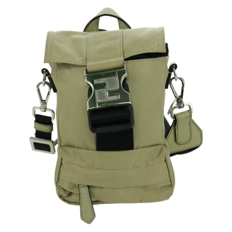 【日本直送】FENDI Fendines 肩背包 尼龍 綠色 銀色 Auth mr2067V-12