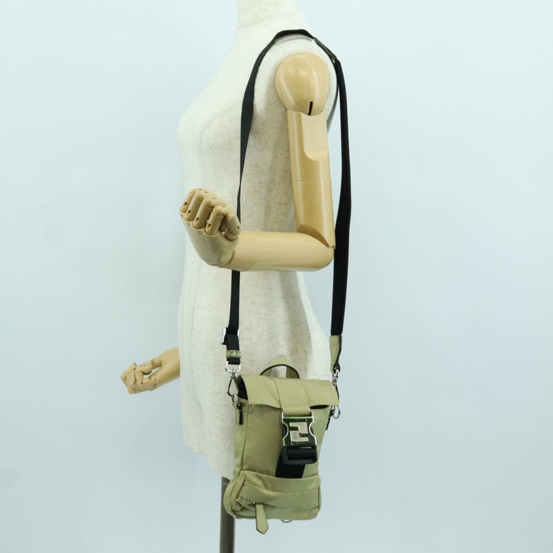 【日本直送】FENDI Fendines 肩背包 尼龍 綠色 銀色 Auth mr2067V-26
