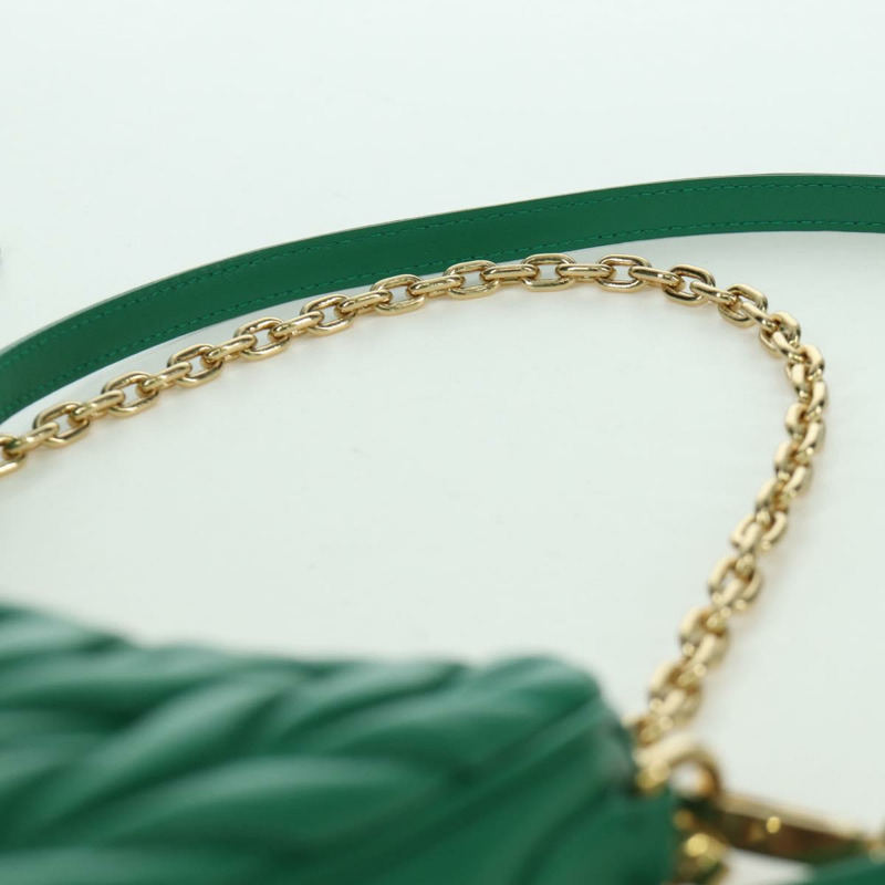 【日本直送】Miu Miu Matelasse 鏈條單肩包，皮革材質，兩用，綠色/金色，正品，貨號 171450SAM-13